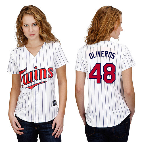 Lester Oliveros #48 mlb Jersey-Minnesota Twins Women's Authentic Home White Baseball Jersey